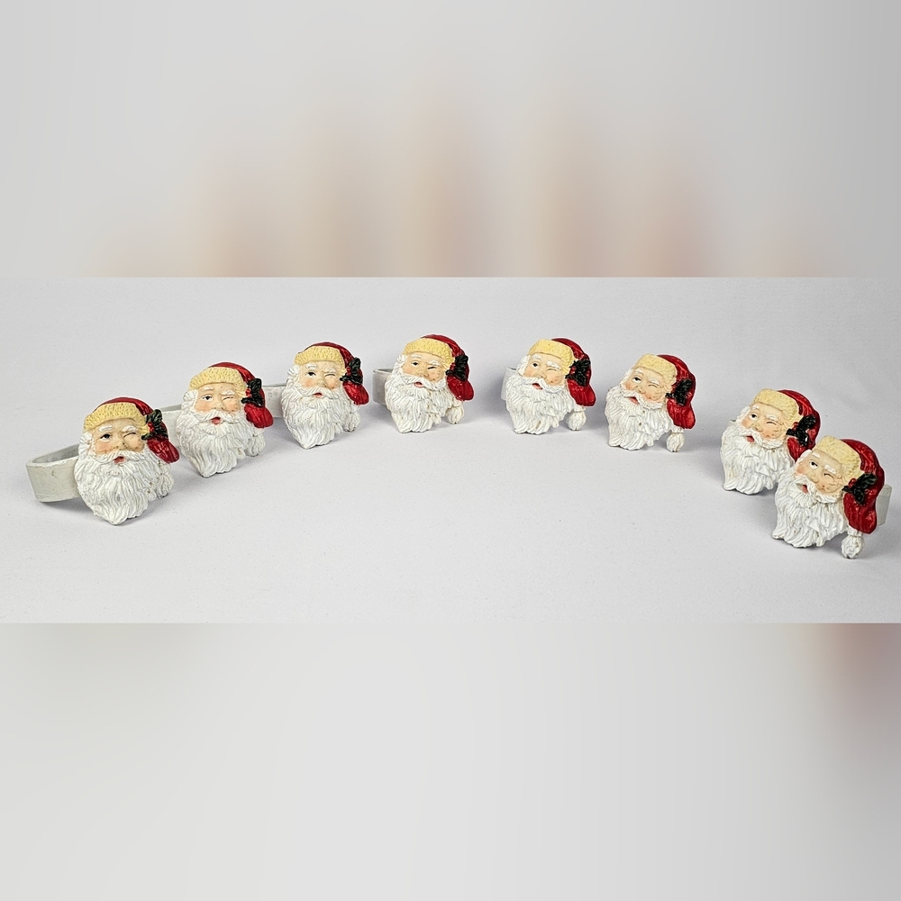 Vintage Christmas Winking Santa Claus‎ Napkin Rings Set Of 8